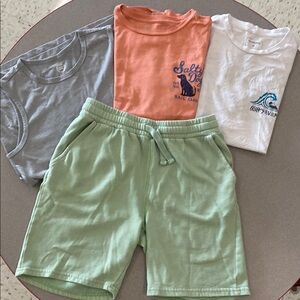 Quiksilver + others lot mint Green Athletic Shorts, 2 tees, one tank see photos